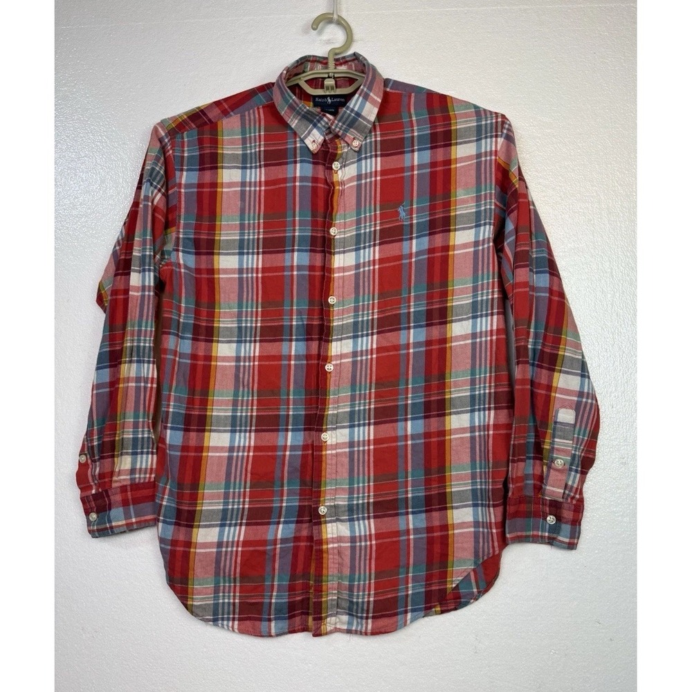 Vtg Lauren Ralph‎ Lauren Womens Sz XL (20 ) Red Plaid Button Down Flannel Shirt